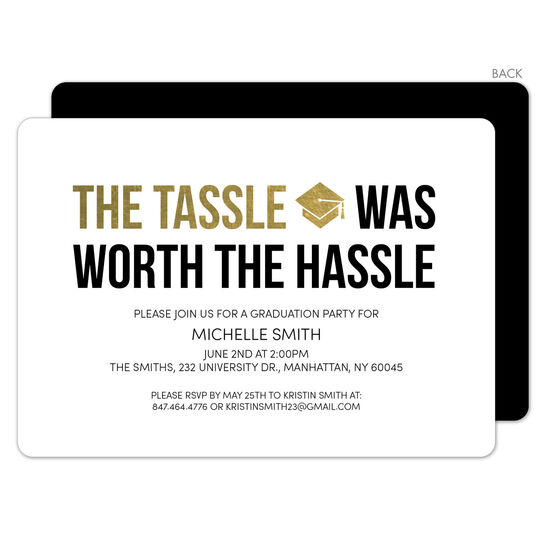 Gold and Black Tassle Hassle Graduation Invitations